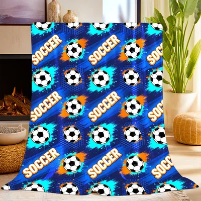 Soccer Ball Pattern Blanket: Bold Blue Soccer Design for Fans
