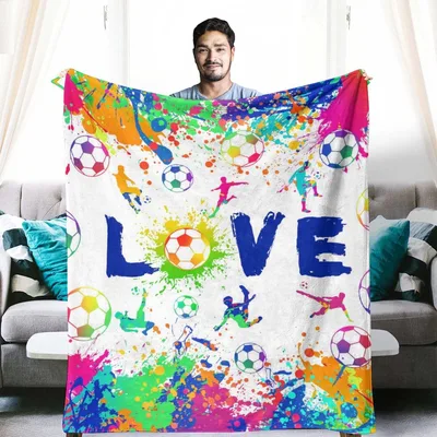 Soccer Love Splash Blanket: Colorful Soccer Ball Art for Fans