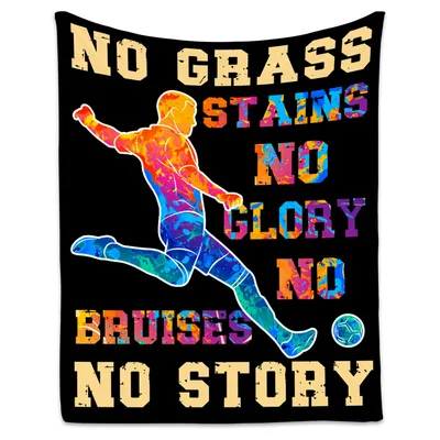 No Grass Stains Blanket: Colorful Soccer Player Design