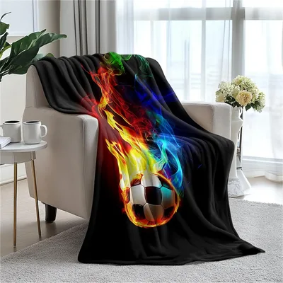 Flaming Soccer Ball Blanket: Fiery Graphic for Fans