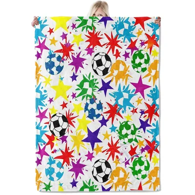 Colorful Stars and Soccer Blanket: Vibrant Sport Design for Fans