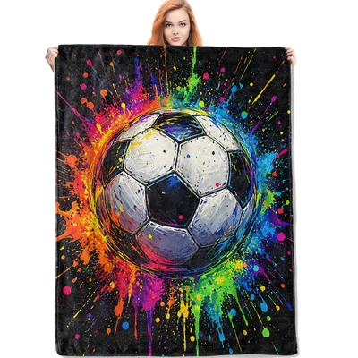 Soccer Ball Paint Splash Blanket: Vibrant Artistic Design