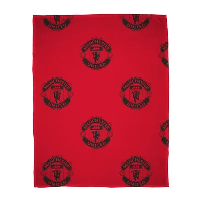 Red Club Crest Pattern Blanket for Red Devils Fans