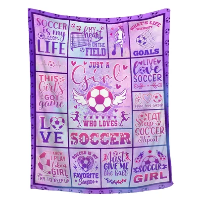 Soccer Girl Words Pattern Blanket for Passionate Players and Fans