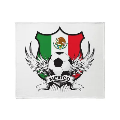 Mexico Soccer Shield Blanket: Wings and Flag Design for Fans