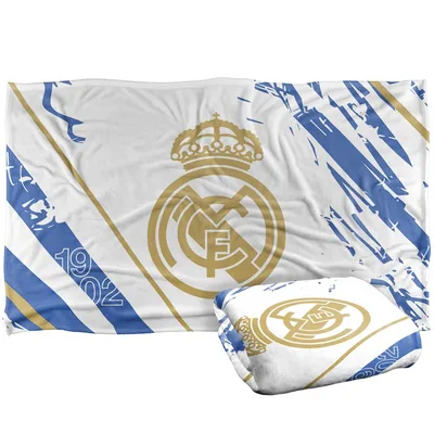 Golden Crest Blue Stripes Blanket: Real Madrid Logo and 1902 Design