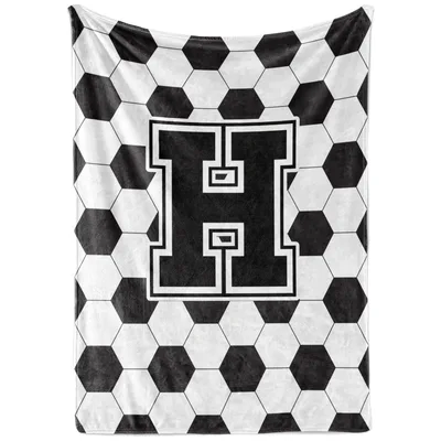 Soccer Ball Initial H Blanket with Classic Hexagon Pattern