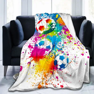 Colorful Splatter Soccer Balls Blanket: Vibrant Paint Design for Fans