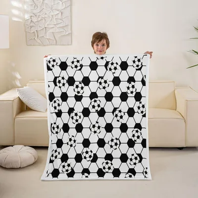 Soccer Ball Pattern Blanket: Classic Black and White Hexagon Design