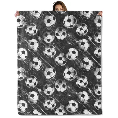 Soccer Balls Pattern Blanket: Sketch Style Soccer Ball Design