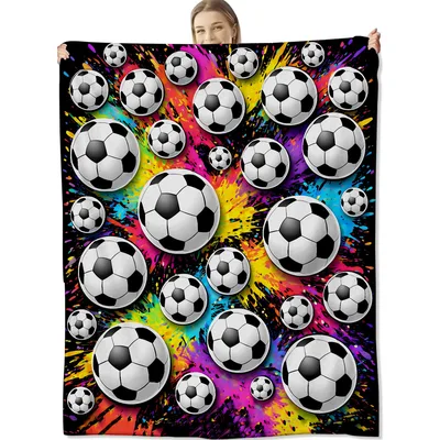 Colorful Soccer Ball Splash Blanket: Vibrant Sports Design for Fans