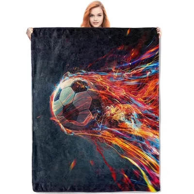 Soccer Ball Fireball Design Blanket for Passionate Fans