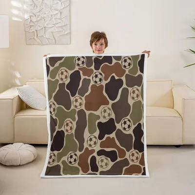 Camo Soccer Ball Pattern Blanket: Camouflage Design for Sports Fans