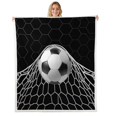 Soccer Ball in Net Blanket No. 2: A Goal-Minded Throw for Fans