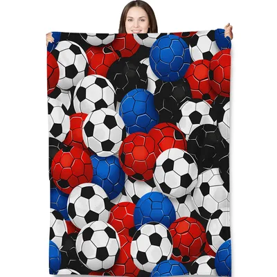 Colorful Soccer Balls Pattern Blanket for Fans
