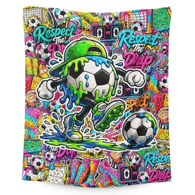 Soccer Graffiti Drip Art Blanket: Respect the Drip Soccer Character