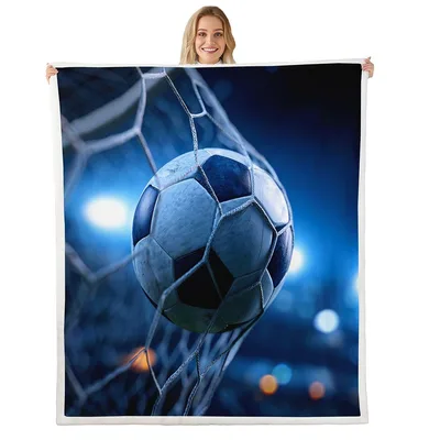 Soccer Ball in Net Night Blanket: Goal-Moment Fleece Design