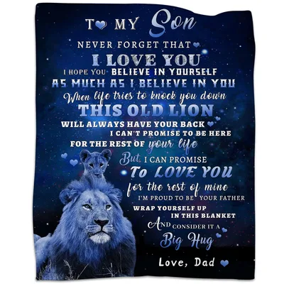Father to Son Blanket: A Lion and Heartfelt Message from Dad