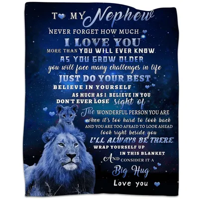 Nephew Lion Blanket: A Sentimental Gift with Blue Lion Artwork