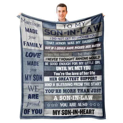 Son in Law Gift Blanket My Son-in-Heart Sentiment Print