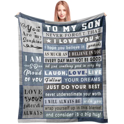 Son Gift Blanket: To My Son Sentimental Message Throw