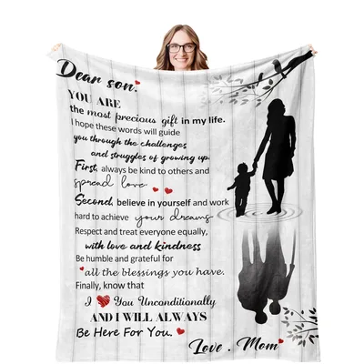 Dear Son Blanket: A Heartfelt Letter from Mom with Silhouette Art