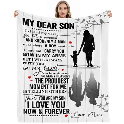 Mom to Son Blanket: My Dear Son Letter from Mom Design