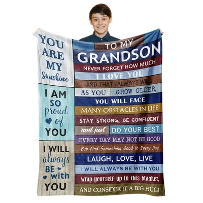 Grandson Birthday Blanket To My Grandson Love Message Design