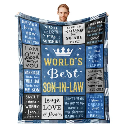 Son in Law Birthday Blanket with World's Best Crown Design