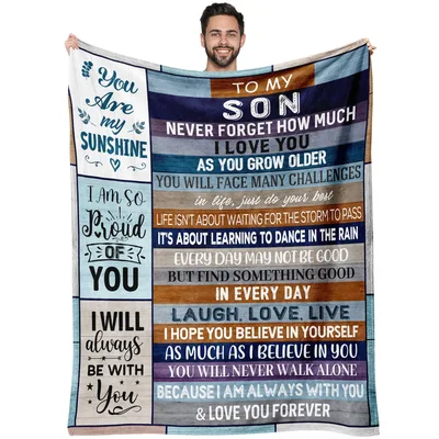 Proud of My Son Blanket featuring sentimental messages