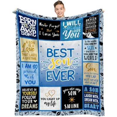 Son Birthday Message Blanket: Best Son Ever Collage Design