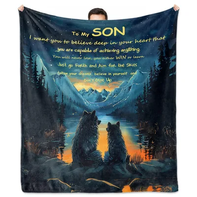 Son Wolves Mountain Blanket: A Heartfelt Message for Your Son