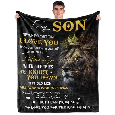 To My Son Lion with Crown Blanket - A Royal Message of Love