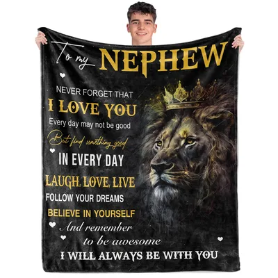 Golden Crown Lion Nephew Blanket: A Royal Message of Love and Strength