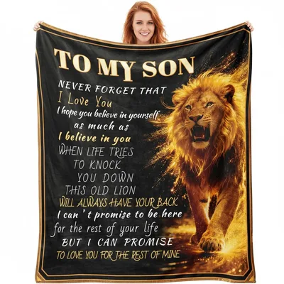 Son Lion Message Blanket: To My Son Never Forget That I Love You