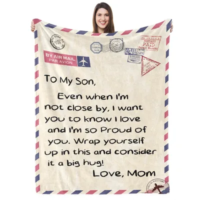 Letter to Son Mom Blanket: A Vintage Air Mail Design for Distance
