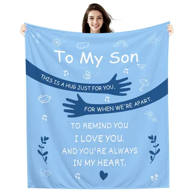 Son Hug Love Message Blanket: To My Son Hug Design