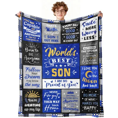 Son Inspirational Quotes Blanket featuring World's Best Son