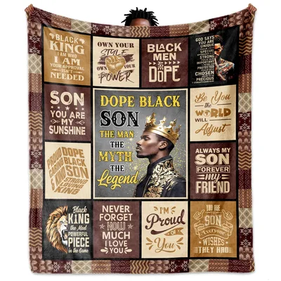 Black Son Portrait King Blanket Celebrating Strength and Legacy