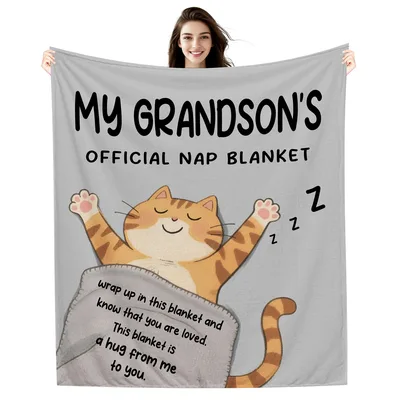 Grandson Nap Cat Blanket: Official Sleepy Feline Design