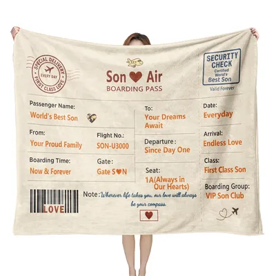 Son Boarding Pass Blanket: A First Class Ticket to Your Heart