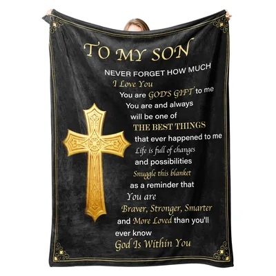 Son Faith Cross Blanket: A Religious Gift for a Beloved Son