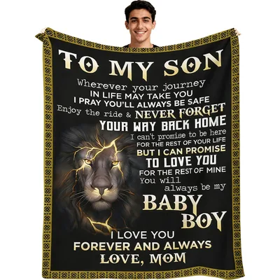 To My Son Lion Lightning Gold Blanket: A Mom's Eternal Love Message