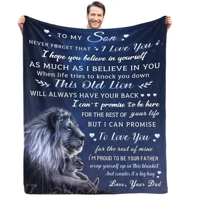 To My Son Never Forget Blanket: A Father's Promise with a Lion