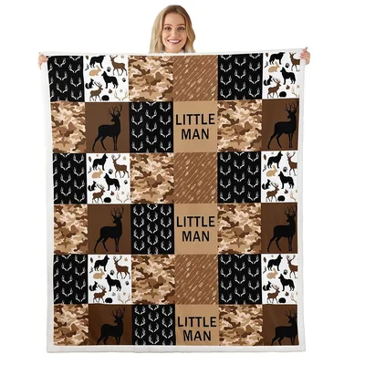 Little Man Camo Deer Blanket for Boys Who Love the Outdoors