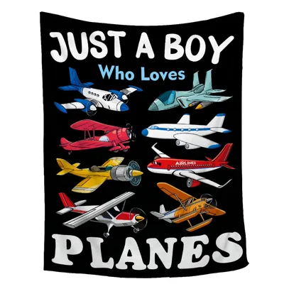 Just a Boy Who Loves Planes Blanket for Young Aviation Fans