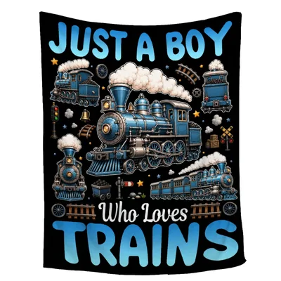 Just a Boy Blanket for Kids Who Love Trains and Steam Engines