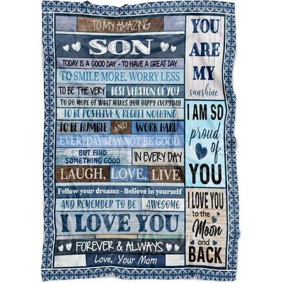 To My Amazing Son I Love Blanket: Wooden Sign Art for Mom and Son