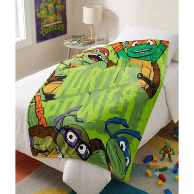 Four Turtle Heroes Action Blanket: Turtle Power Design for Kids