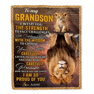 Lion and Cub Grandson Blanket features a lion reflection